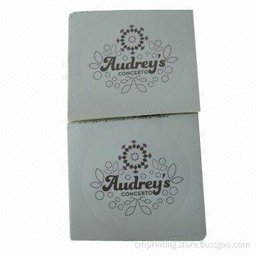 Round-shaped Sticker Label, Full Color Printing, Made of 80g Art Paper